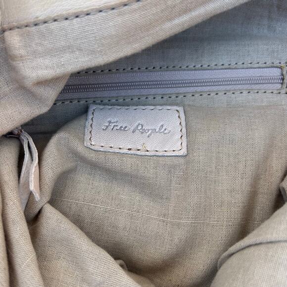 Free People Sierra Leather Woven Removable Clutch Tote Purse Beige Bag Tan - Picture 10 of 14